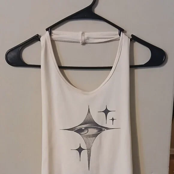White Cream Color  Graphic Tank Top - Picture 3 of 7